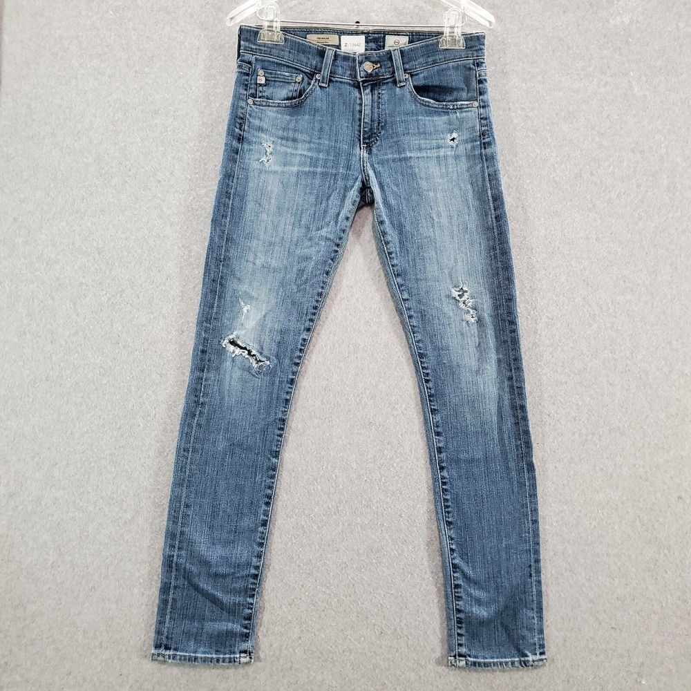Adriano Goldschmied Women Jeans 26 Blue Denim The‎ Nolan Relaxed Slim Distressed